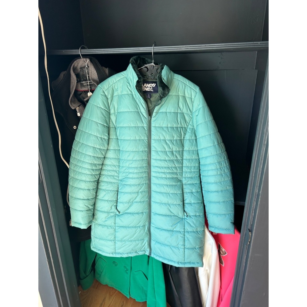 Lands End puffer coat green size medium